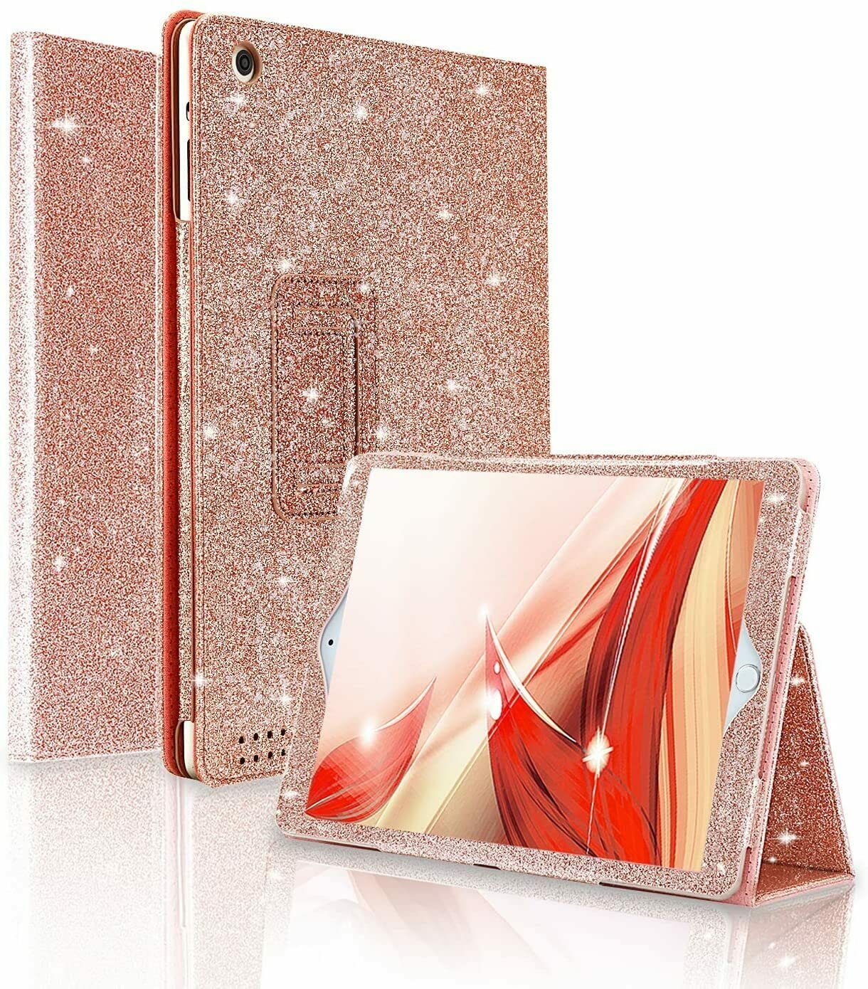iPad Air Case 9.7 inch, Cover for iPad Air 2 5th 6th Generation Pro 2016 Glitter Magnetic Closure Leather Sparkly Smart Flip Stand Apple iPad 2017-2018 (Rose Gold flip 9.7)