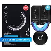 MOON Teeth Whitening Kit, LED Light Teeth Whitener Device, 56 White Strips | Blue Light Whitening Tray Removes Stains &amp; Whitens Up to 12 Shades in 2 Weeks, 4 Piece Kit with USB Charger &amp; Travel Case