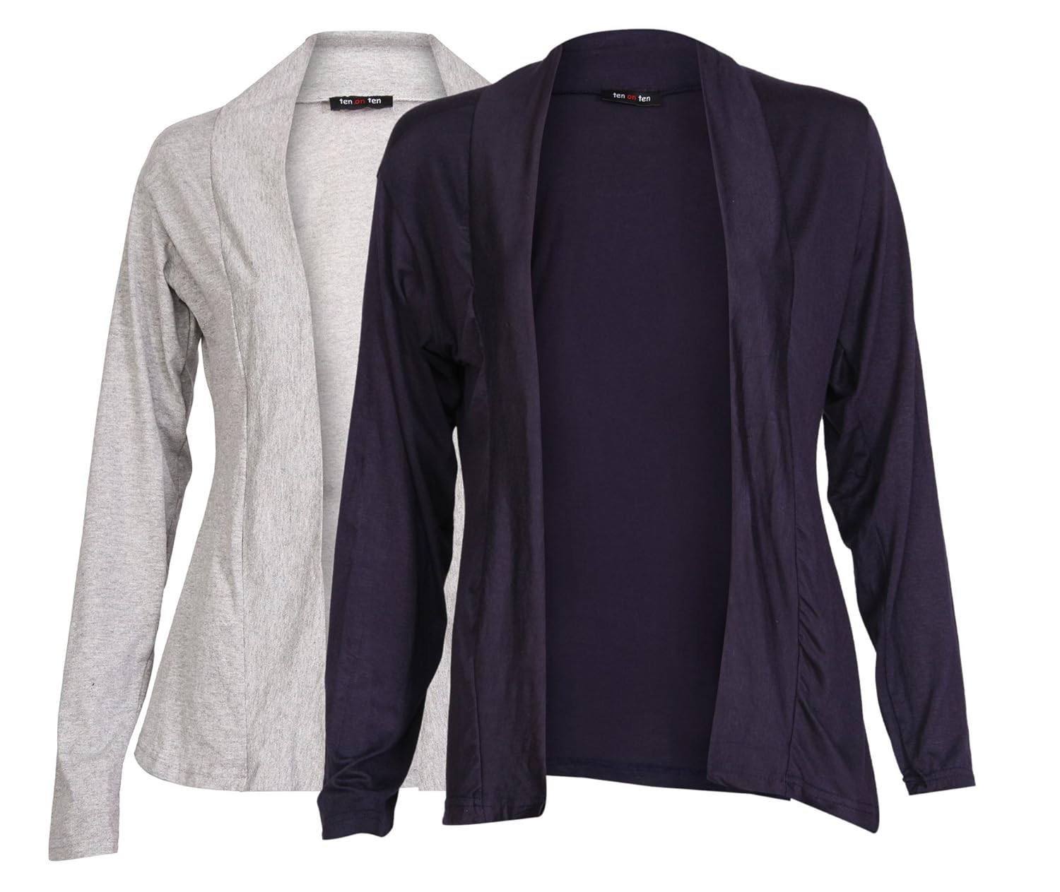 ten on ten women's cotton pair of grey/ navy blue long shrug (nj-grynblu_grey, navy blue)