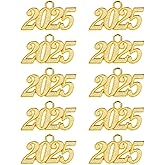 Tupalizy 32x18mm Alloy 2025 Year Charms Graduation Decor 2025 Signet Charms Pendant for Tassel Keychains Bracelets Necklaces Earring Jewelry Making Accessory DIY Crafts Wedding Party Supplies, 10PCS