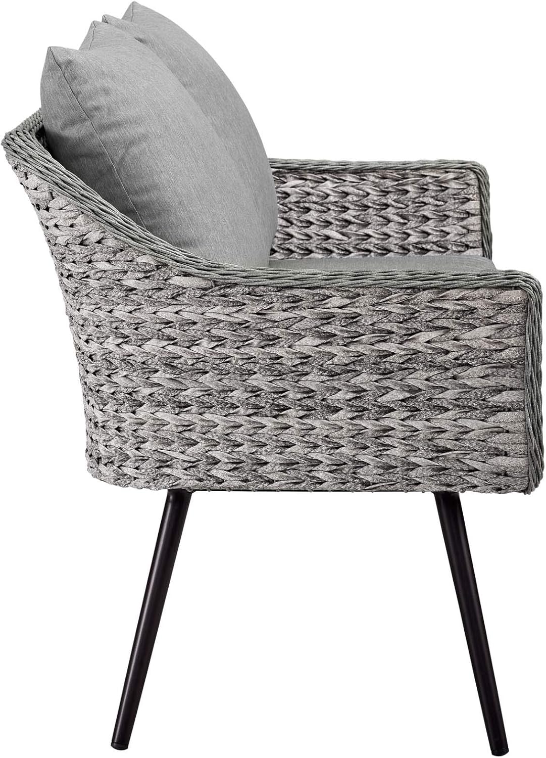 outdoor loveseat and ottoman on Amazon Com Modway Endeavor Wicker Rattan Aluminum Outdoor Patio Loveseat With Cushions In Gray Gray Garden Outdoor