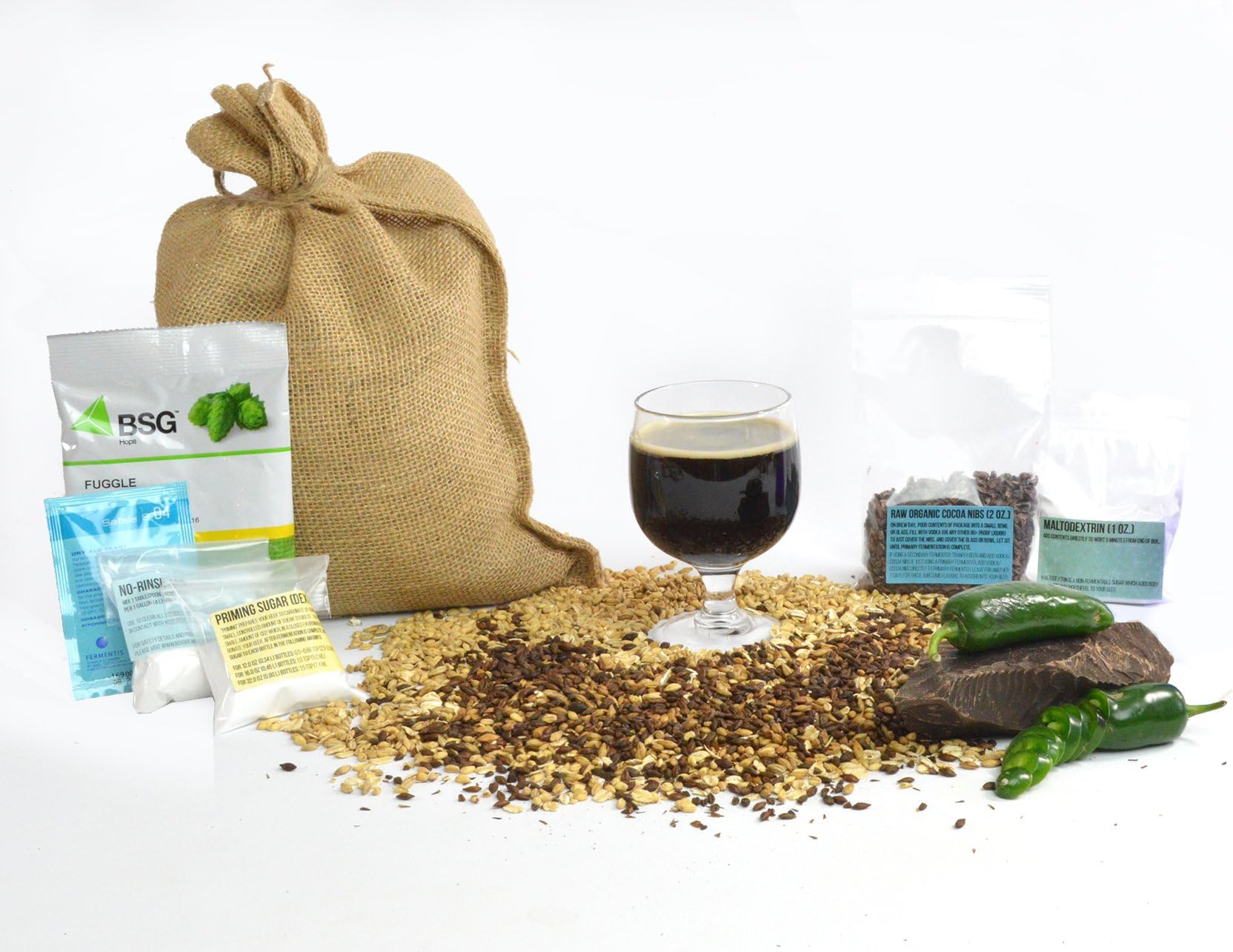 1 Gallon Home Brewing Homebrew Recipe Kit, Chocolate Jalapeño Milk Stout, 6.1%