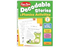 Evan-Moor Decodable Stories and Phonics Activities, Level C, Grades 1-2, Science of Reading-Aligned Workbook, 12 Stories, Word Games, Advanced Phonics Practice, Comprehension Activities