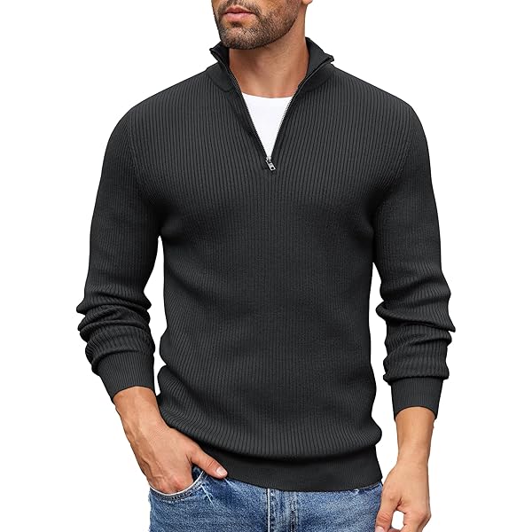 Amazon.com: COOFANDY Men's Winter Sweater with Zip 1/4 Zip Soft
