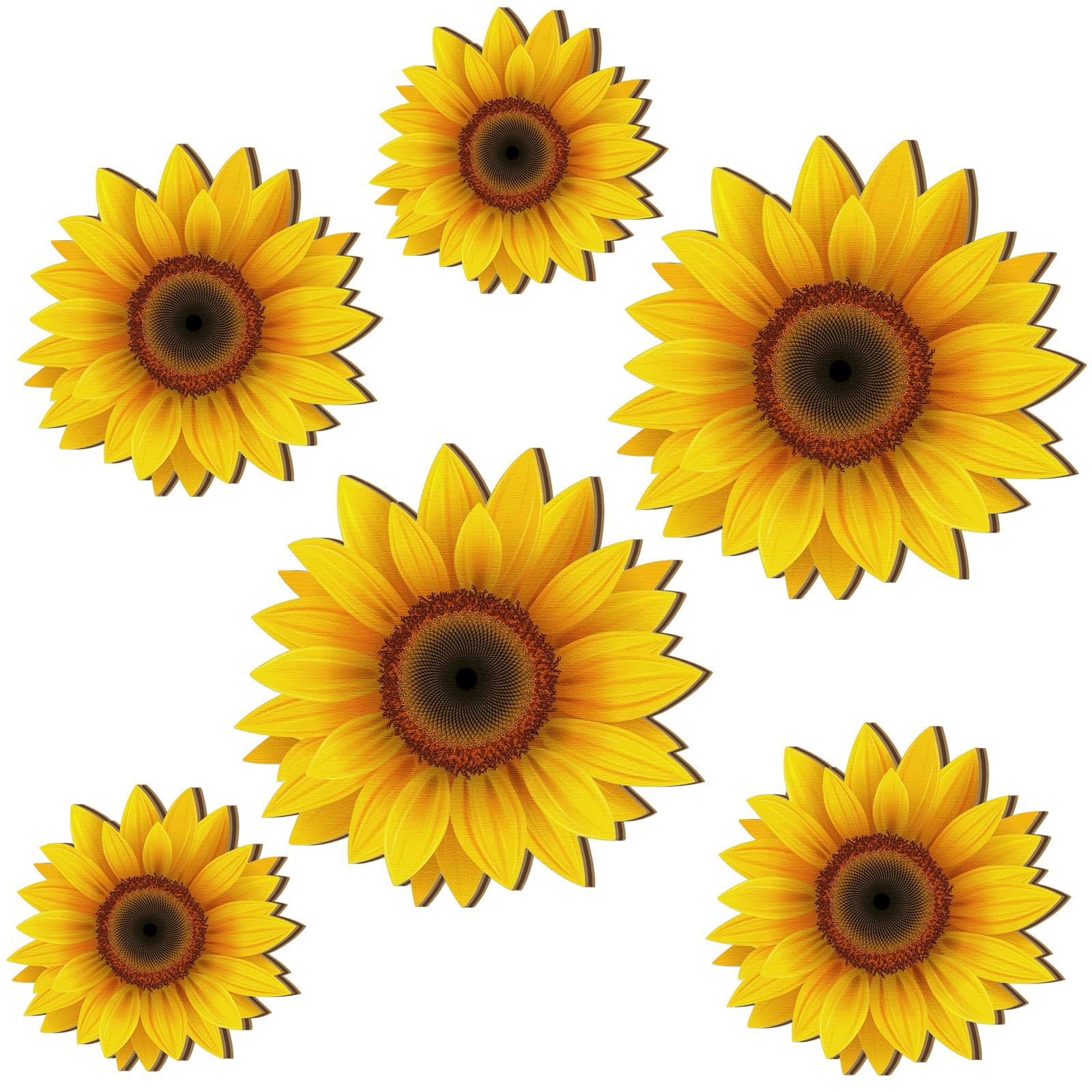 Photo 1 of Thyle 6 Pcs Sunflower Wall Decor Wood Sunflower Wall Art Farmhouse Flower Decorations Indoor Summer Wooden Hanging Sign for Home Kitchen Porch Decor