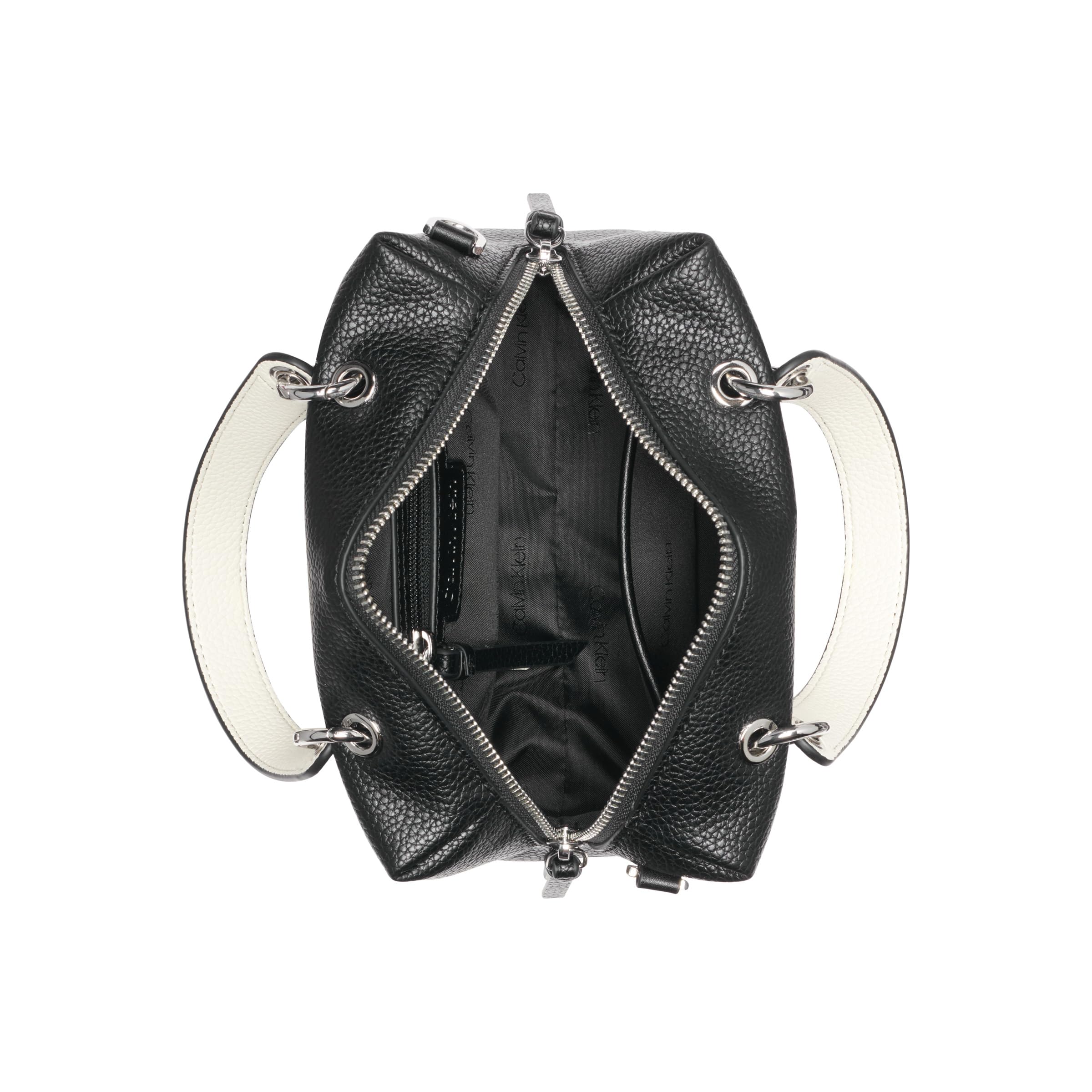 Calvin Klein Damen Cali Mini Satchel Crossbody, Schwarz/Weiß