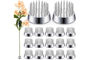 Kritkin 24 Pieces Flower Frogs Holder Mini Floral Round Flower Japanese Arranger Fixed Pin Holder for Arrangements Floral Plant Small Vase Ikebana Decoration Supplies Plant Fixation(0.9 Inch,Silver)
