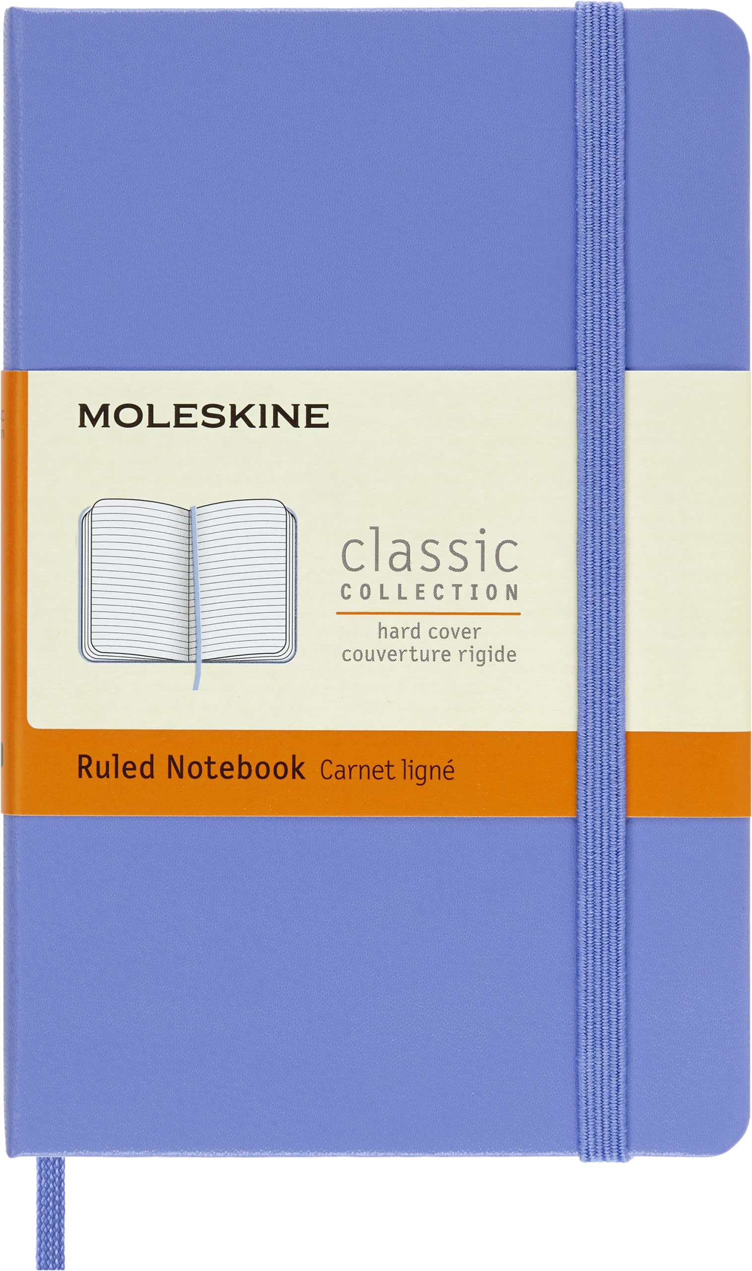 Moleskine Classic Notebook, Notebook With Ruled Pages, Hard Cover and Elastic Closure, Hydrangea Blue, Pocket, 9 x 14 cm, 192 Pages