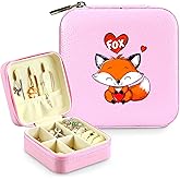 BJDAMAI Jewelry Box, Fox Gifts For Teens Teenage Girls Kids Age 6 7 8 9 10 11 12, Fox Lovers Stuff Items Accessories Things Merchandise Decor, Travel Ring Earrings Necklace Organizer Holder!