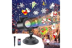 LLIBTYT Christmas Projector Lights Outdoor, 2-In-1 HD Moving Pattern Holiday Projector Lights with Remote Control (12 Slides, 15 Colors), IP65 Waterproof Christmas Decorations with Timer,Three Fixing Methods