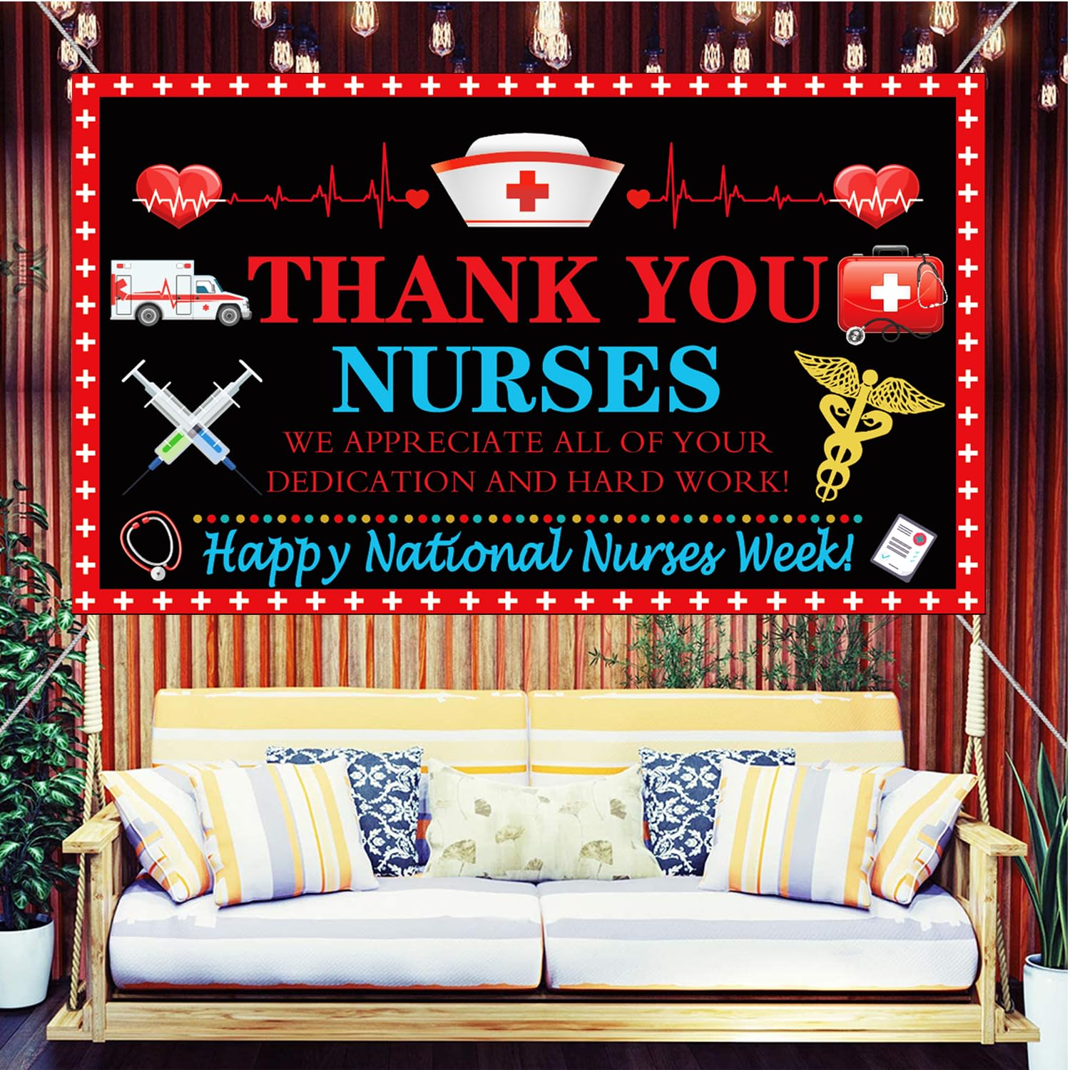 LOONELO Thank You Nurses Backdrop with 70.8