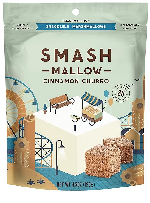 Cinnamon Churro by SMASHMALLOW | Snackable Marshmallows | Non-GMO | Organic Cane Sugar | 80 calories