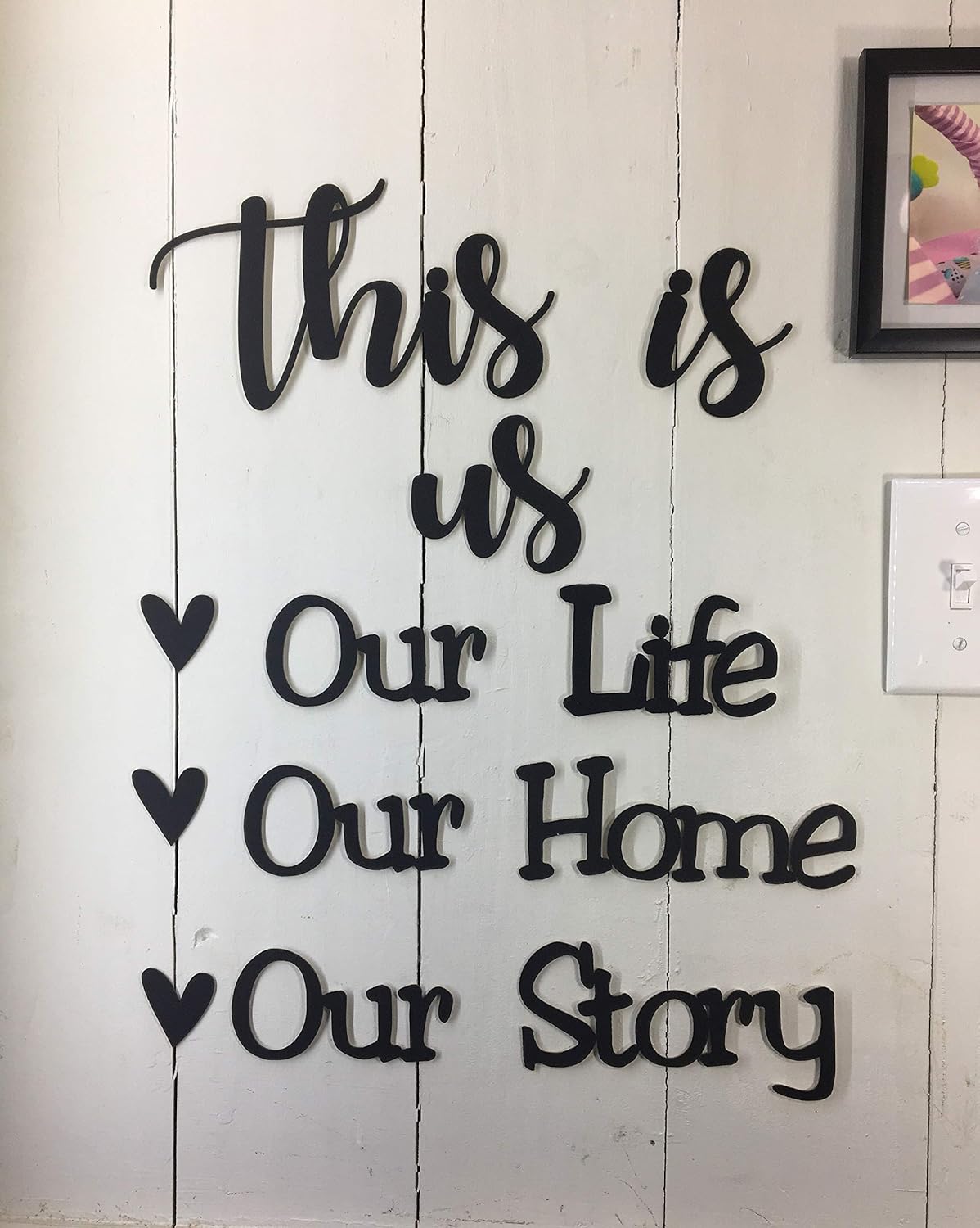 This is us Our Life Our Story -This is NOT Vinyl Decal or Peel Stick - Easily Tak-it-Up with Plasti-Tak provided Removable Paintable Art Wall D&eacute;cor Gift Quotes Sayings for Family Home College Dorm