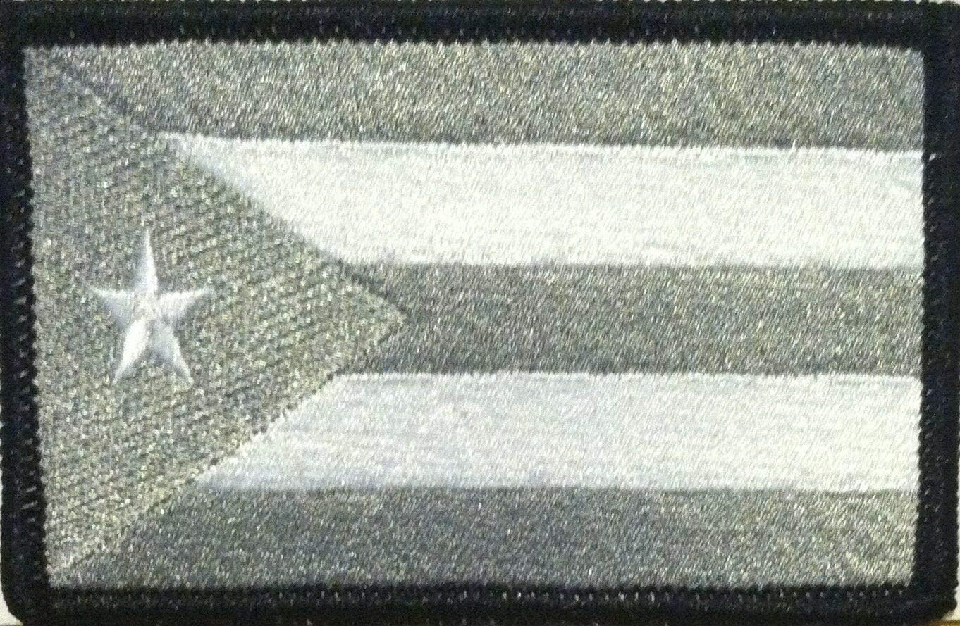 VictoriouStore Puerto RICO Iron On Morale Patch White & Gray Military Emblem Black Border