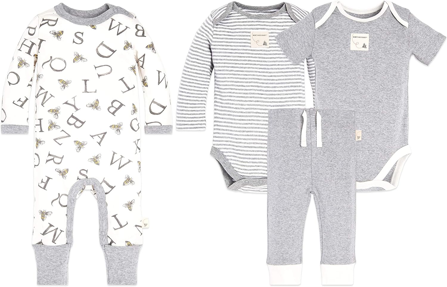 Burt's Bees Baby Unisex Baby 100% Organic Cotton Coverall, Bodysuits and Pant Set