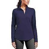 PINSPARK Workout Tops for Women Long Sleeve Athletic Shirt Quarter Zip Running Shirts Stretchy UPF 50+ Yoga Hiking Tee Top