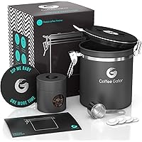 Coffee Gator Coffee Canister – 6” Stainless Steel Coffee Container for Ground Coffee w/ Date Tracker, Co2-Release Valve…