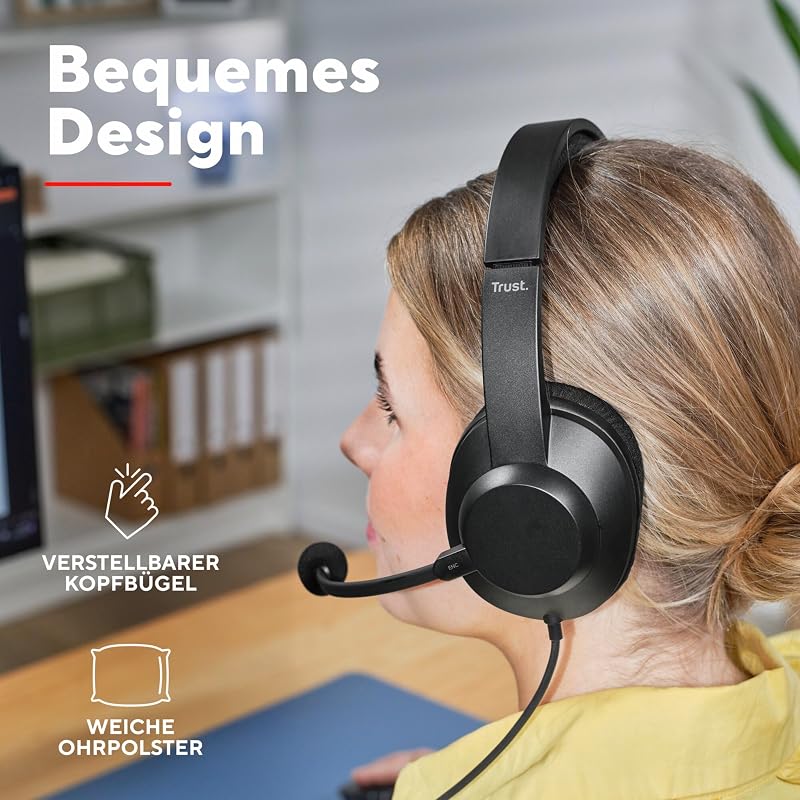 Ayda Max USB Headset mit Mikrofon Over-Ear, Noise Cancelling Mikrofon