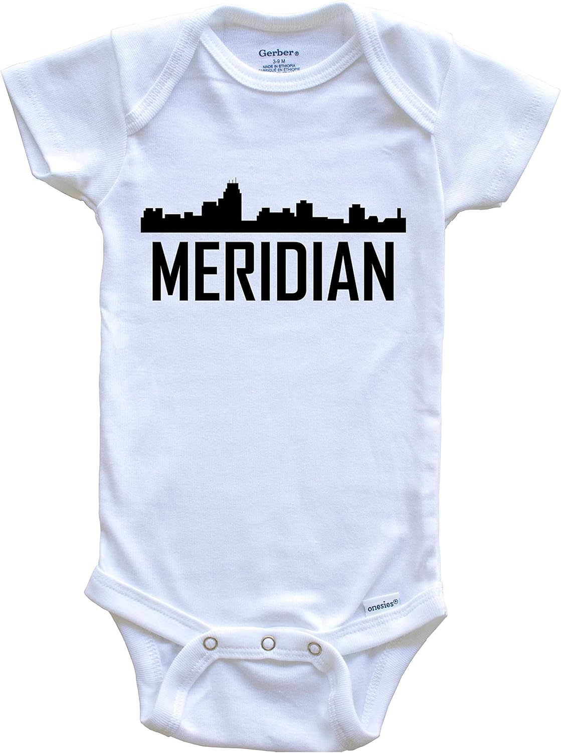 Meridian Mississippi Skyline Silhouette Baby Onesie Clothing