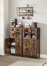 VASAGLE Storage Cabinet Multipurpose Cupboard Industrial Rustic Brown Black view 4