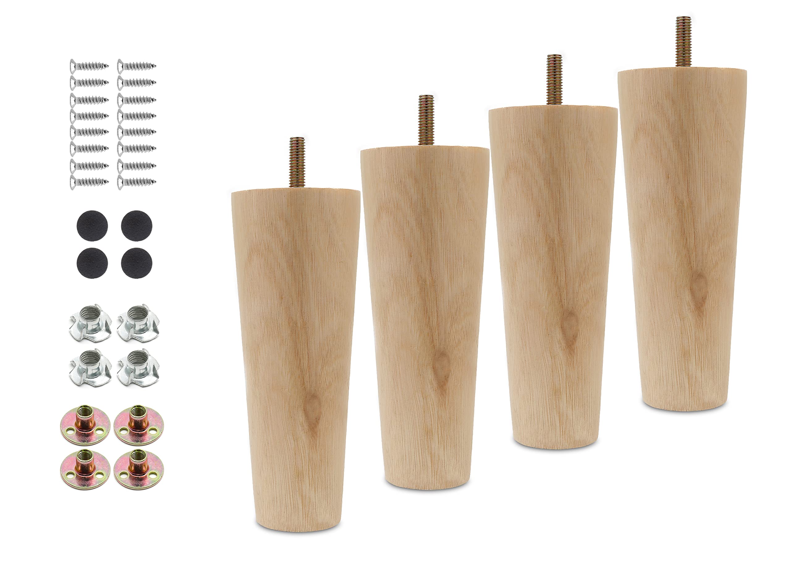 Photo 1 of Seimneire 4pcs 6 Inch Wood Furniture Legs, Straight Conical Solid Wood Sofa Legs, Mid-Century Style Furniture Feet for Sofa Cabinet Table Cupboard Couch Ottoman Home DIY Projects