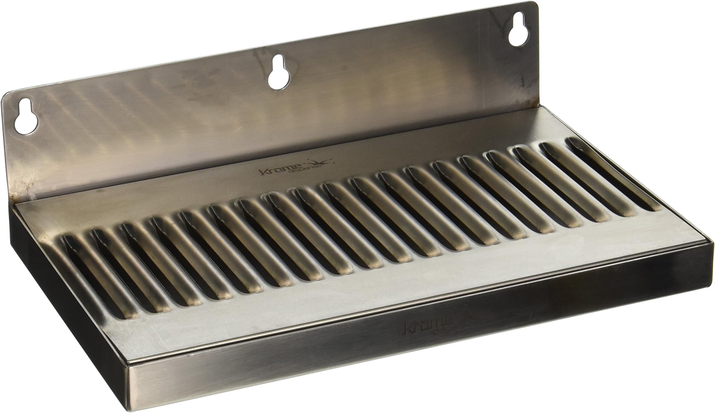 Krome Dispense- C609-12 Stainless Steel Wall Mount Drip Tray)6" x 10") No Drain with 2 Splash Black (Pack of 12)