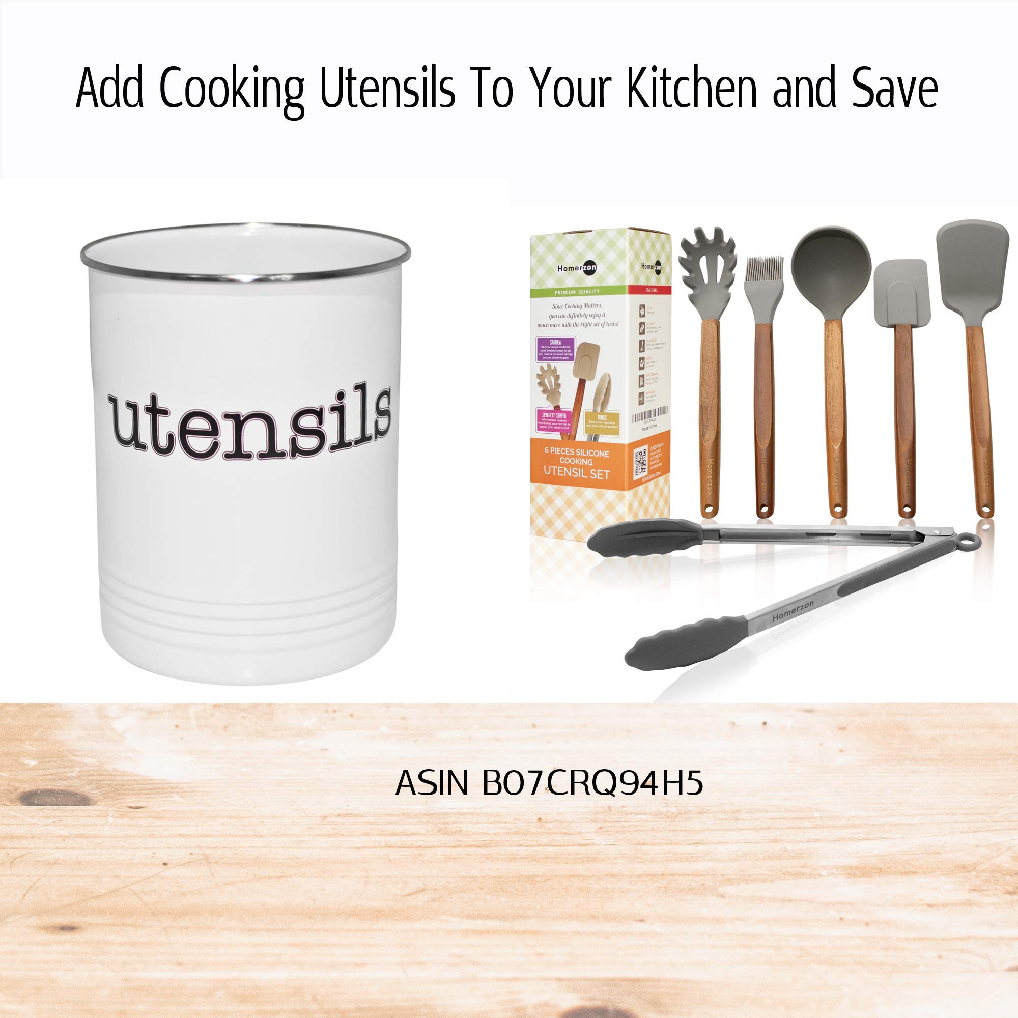 Large White Utensil Holder - Kitchen Utensil Crock- to Organize Your