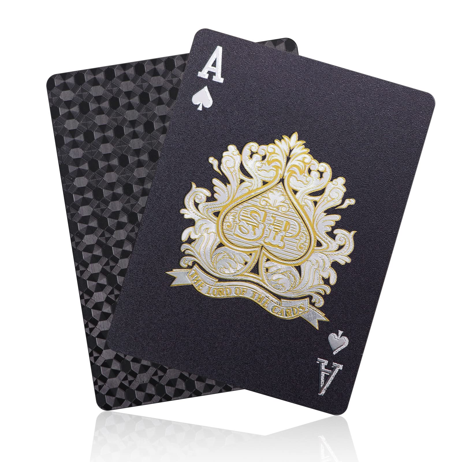 WJPC Black Diamond Premium PVC Material Elastic Waterproof Poker Playing Cards,Cool Playing Cards for Party and Game,Deck of Cards