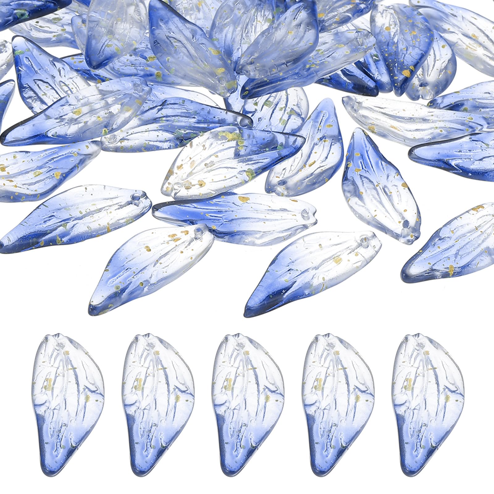 PATIKIL Leaves Beads, 50Pcs Crystal Leaves Beads Translucent Czech Glass Beads Spacer Bead for DIY Jewelry Making Bracelets Necklace, Dark Blue