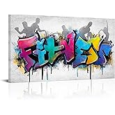 iHAPPYWALL Large Fitness Sports Canvas Wall Art Abstract Colorful Fitness Motivational Life Quote for Gym Workout Room Home Bedroom Office Ready to Hang 20x36inch