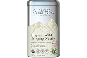 WILD BLISS Organic Wild Stinging Nettle Leaf Tea - Caffeine Free Herbal Tea - Pharmacopoeia Potency - 20 Plant Based Tea Bags