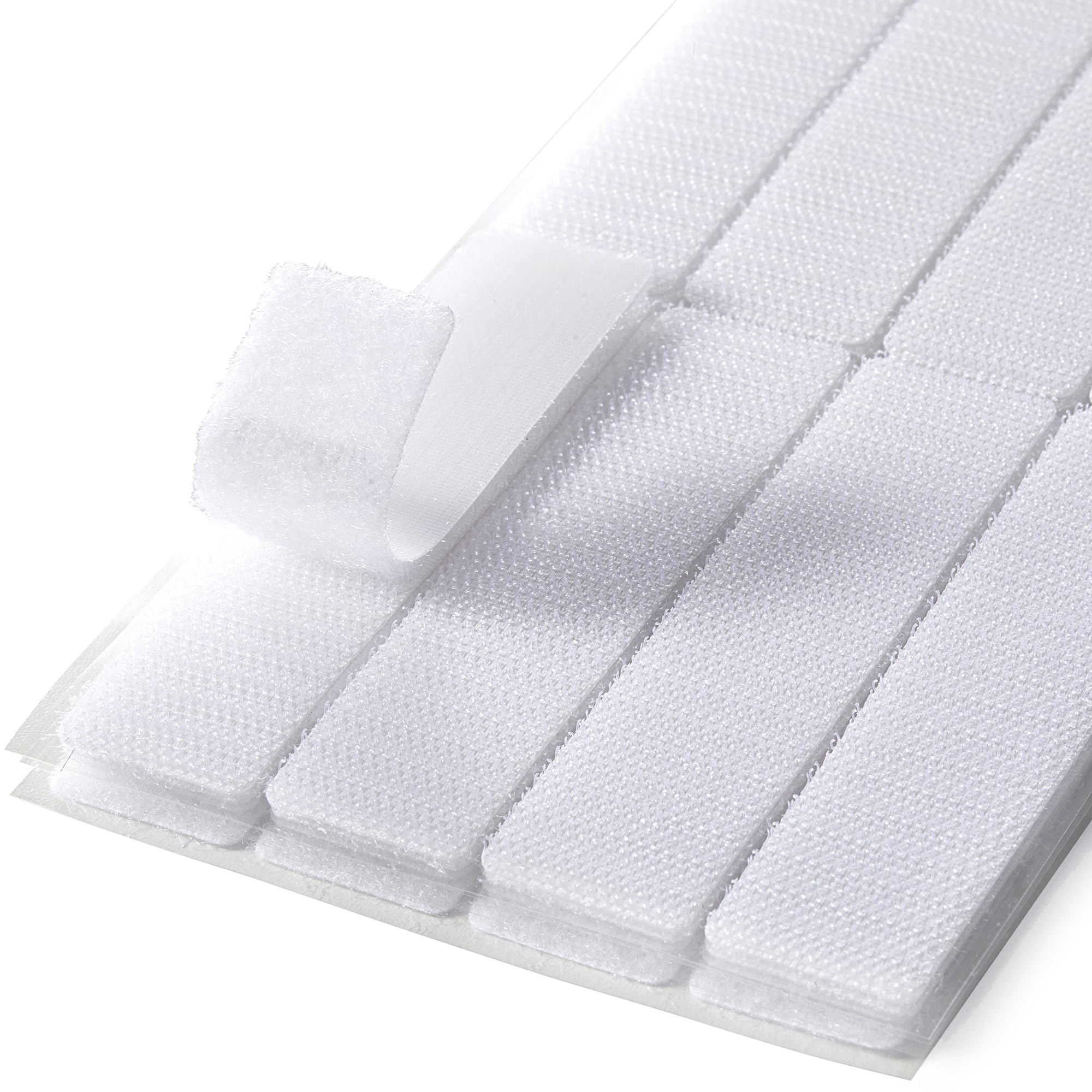 Photo 1 of (1x4 Inch, 16 Sets) Strips with Adhesive for Fabric, No Sew Stick On for Fabric, Sticky Back for Clothes, Curtains - Heavy Duty Double Sided Hook and Loop Hem Tape Fasteners, No Sewing No Iron, White