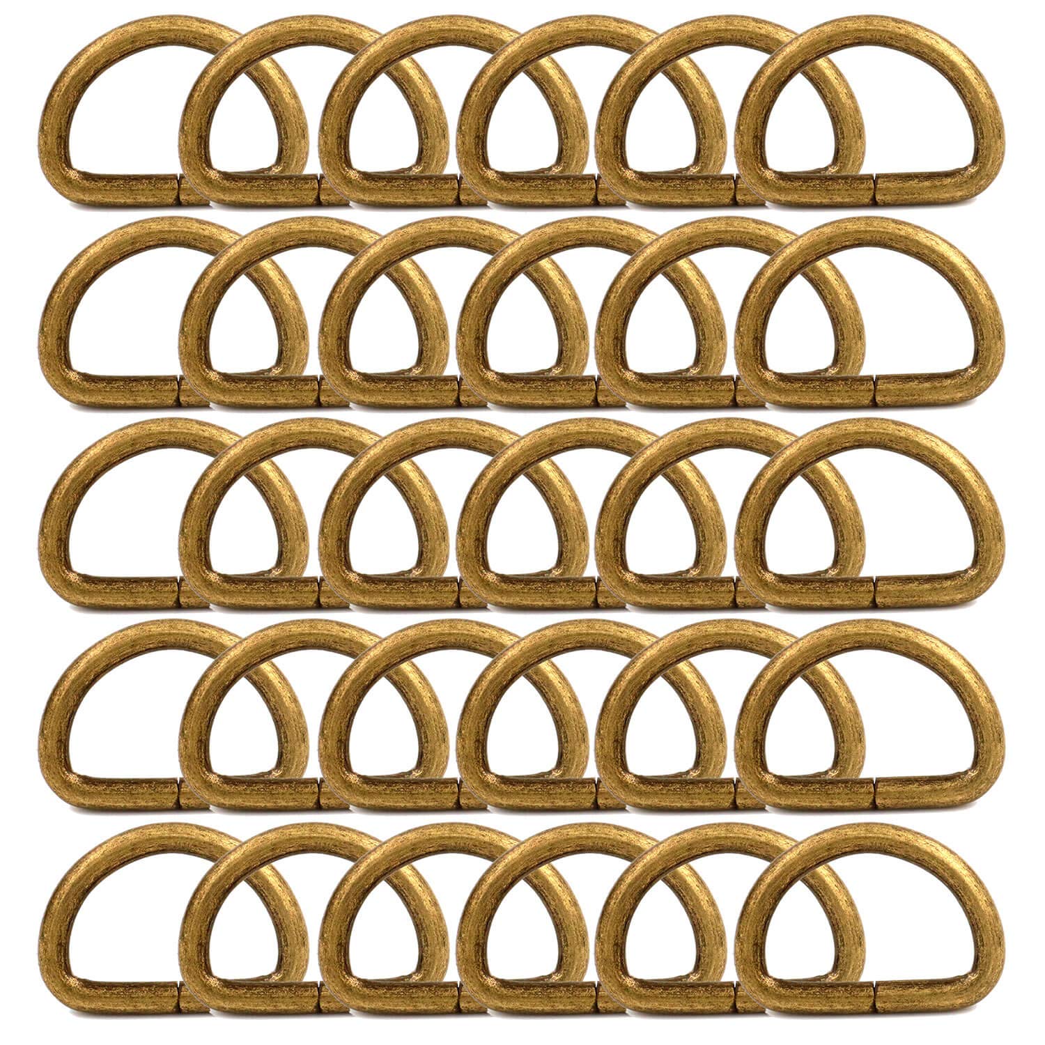BIKICOCO Metal D-Rings Buckle, 1 Inch Non-Welded for Webbing Sewing DIY - Bronze - Pack of 30