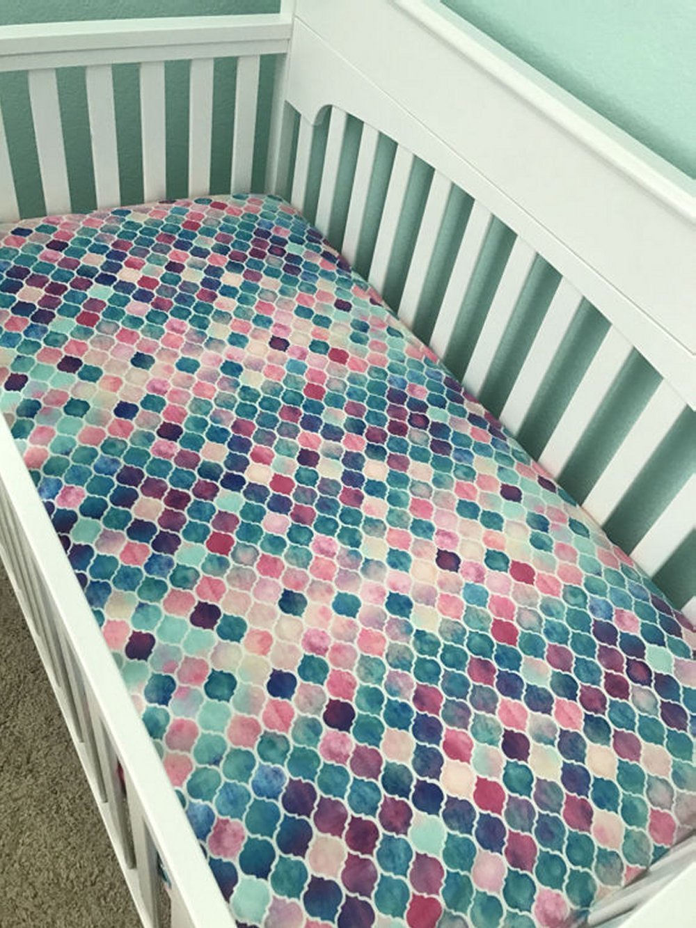 mermaid scale crib sheet