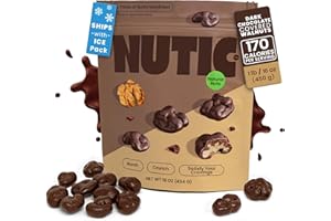 Nutic Dark Chocolate Covered Walnuts - 1 Lb, Premium Roasted Walnuts Drenched in Rich Dark Chocolate, Irresistible Gourmet Treats for Snacks & Gifts, Made in USA - (Pack of 1)