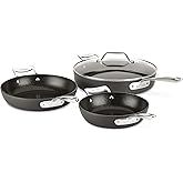 All-Clad Essentials Hard Anodized Nonstick Sauce Pan Set 4 Piece, 8, 10.25 Inch, 4 Quart Oven Broiler Safe 500F Pots and Pans, Cookware Black