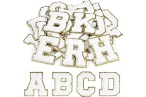 CHRORINE 26/52/104 Pcs Self Adhesive Chenille Letter Patches A-Z, Also Supports Sew or Iron on, Embroidered Alphabet Patches 