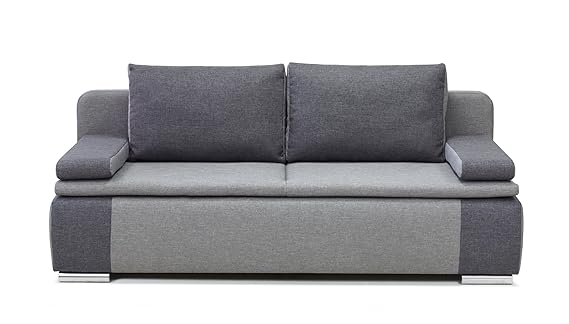 Lina Schlafsofa, Stoff, Grau-Hellgrau, 87x201x88 cm