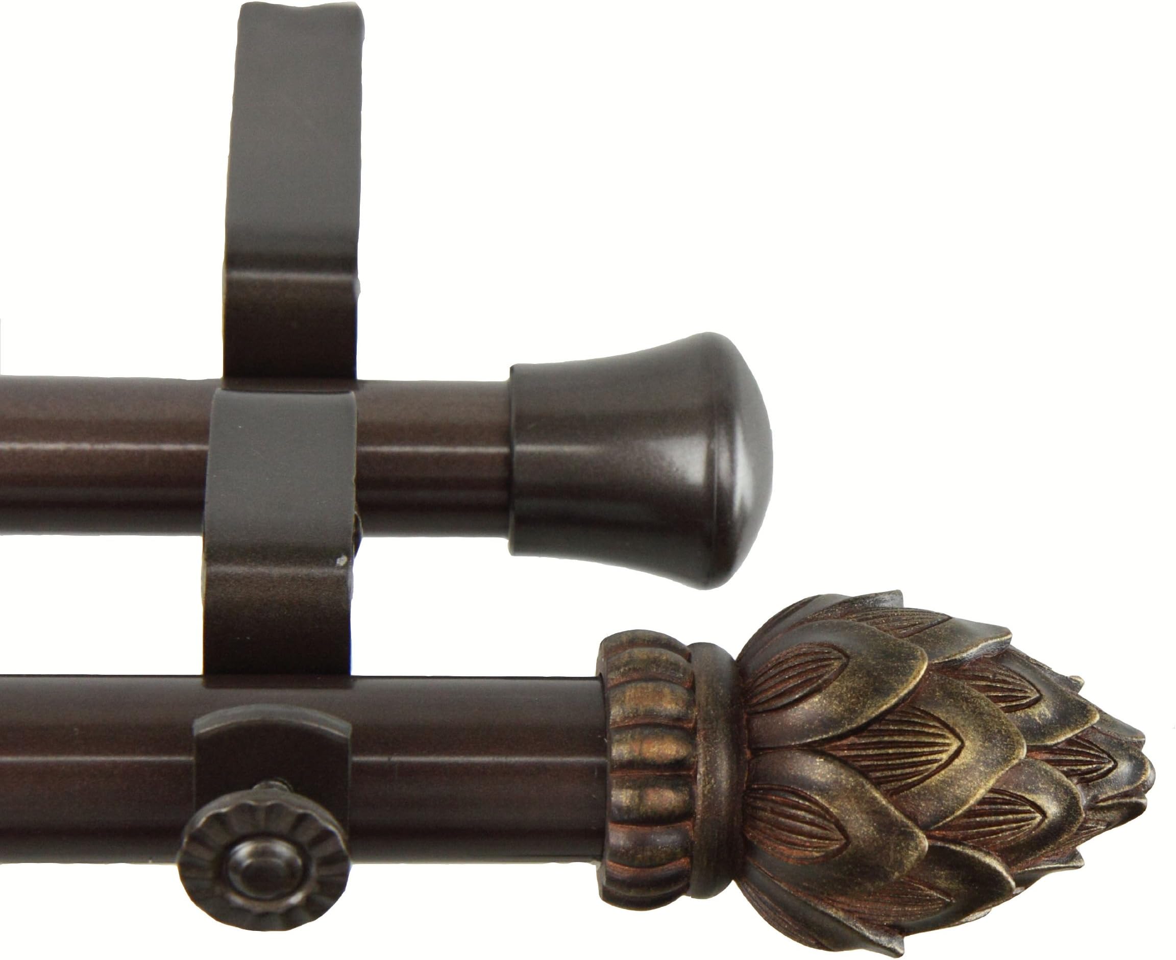 Bud Double Curtain Rod, 28 by 48-Inch, Cocoa