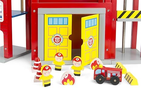 fire station wooden toy set