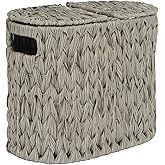 ROSOS Toilet Paper Storage with Double Lid, Toilet Paper Basket for Storage, Waterproof & Freestanding Tissue Holder for Bathroom, 4 Rolls, Grey