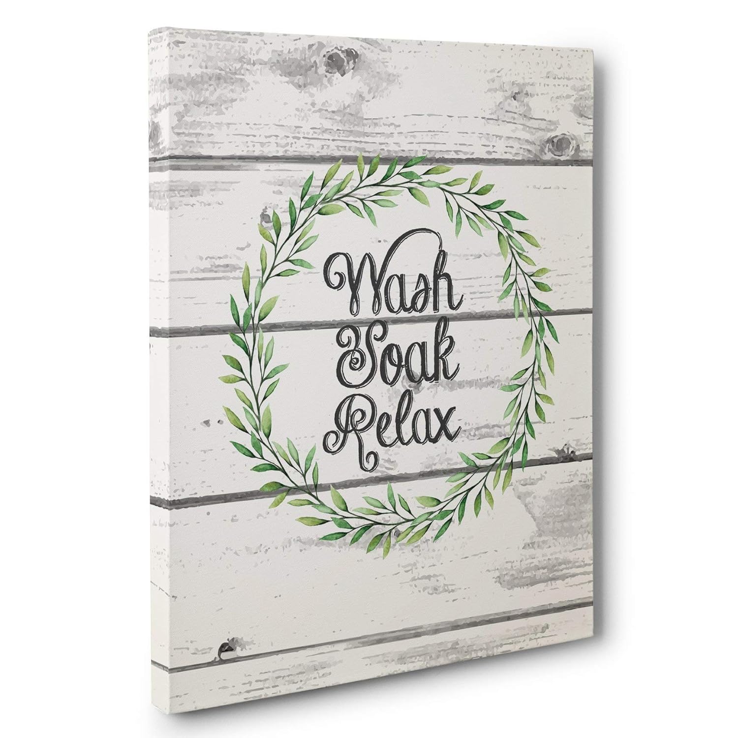Leaf Wreath Wash Soak Relax Bathroom Decor Wall Art