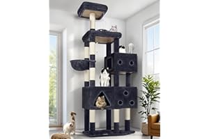 Globlazer Extra Large Cat Tower, 81-inch Tall Cat Tree for Big Cats 20 lbs, XXL Heavy Duty Cat Scratching Tower for Indoor Adult Cats with 3 Cat Condos, 8 Scratching Posts, F81, Dark Grey