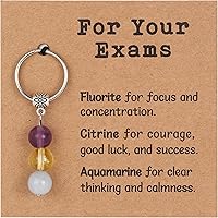 GINAZL Natural Crystals Keychain Gift, Evil Eyes Charm Keychains Inspirational Keychain for Women bag/purse charms