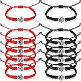 Hicarer 12 Pieces Evil Eye Hamsa Hand Braided Bracelets Adjustable Bracelets Handmade Braided Cord Protection Bracelets Lucky Friendship Bracelets