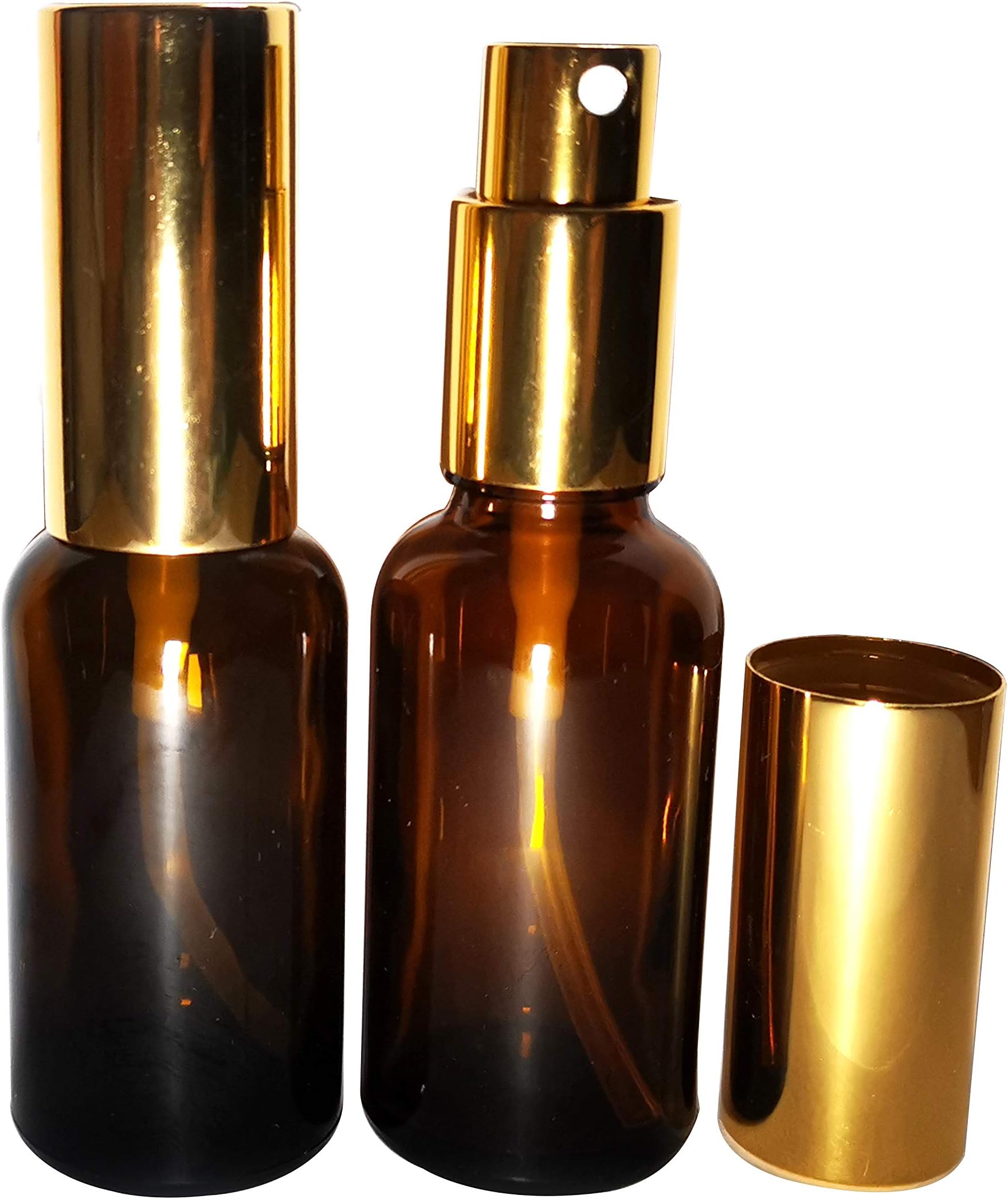 2 Pack set Amber Glass Spray Bottles for Essential Oils - with Fine Mist Sprayers (30ML)