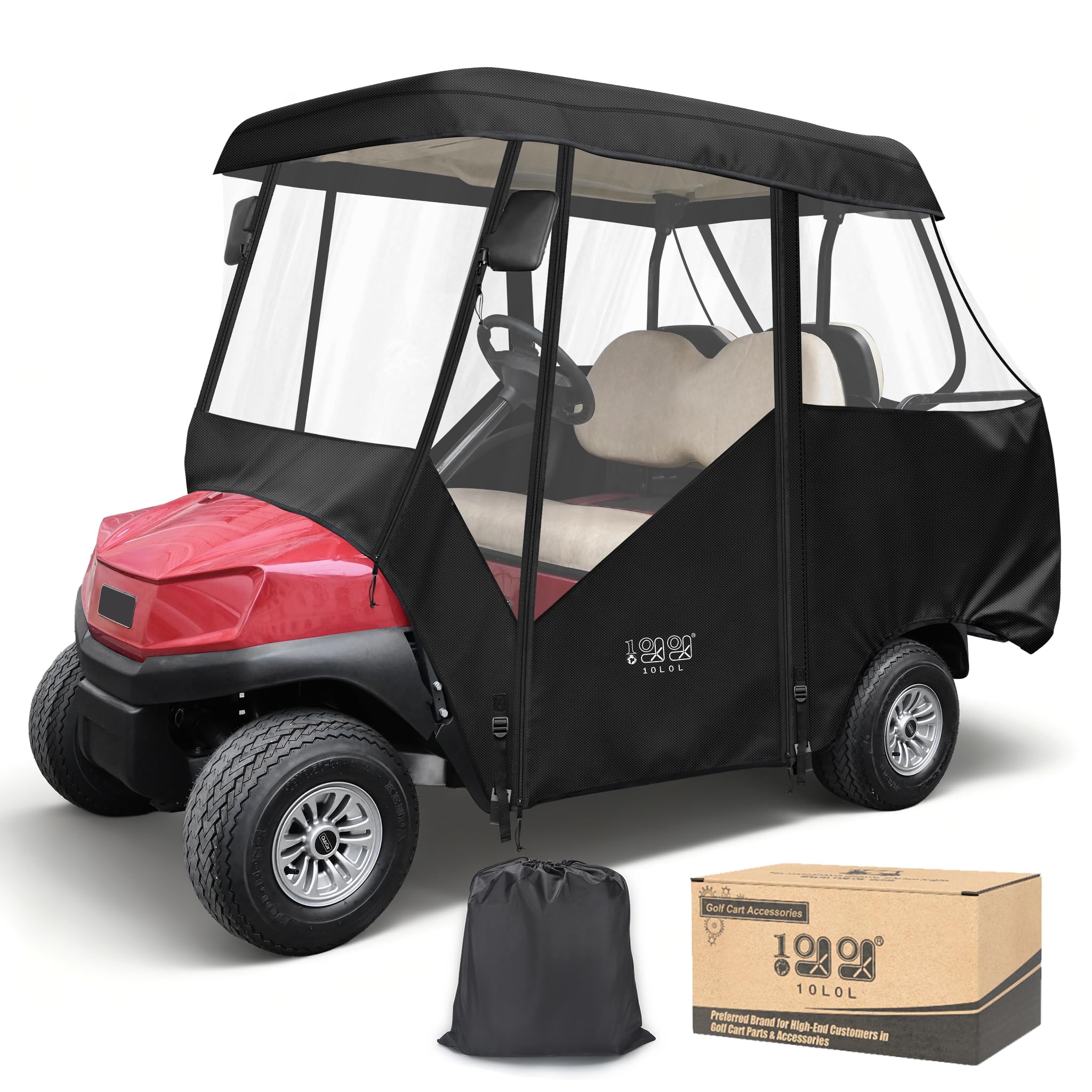 Photo 1 of 10L0L 2+2 Passenger Golf Cart Enclosure for Club Car Tempo/Onward, 600D Waterproof Golf Cart Rain Cover, Heavy Duty Driving Enclosure, Snowproof Windproof, with Clear PVC Windows & Tail Light Panel
