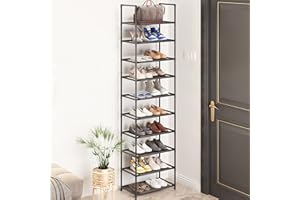 Z&L HOUSE 10 Tier Shoe Rack Tall, Sturdy Free Standing Narrow Shoe Stand, Store 20-24 Pairs of Shoes, Stackable Shoe Organizer Storage Shelf for Entryway to Increase The Use of Space