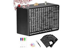 ECO-BAEERSS Large Wooden Money Saving Box – Black, 9.1"x6.7"x3.2" Reusable Cash Savings Challenge Box for $200–$10,000 Goals, Modern Wooden Bank for Adults & Kids – Stylish Gift for Christmas or Birthday