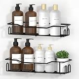 HapiRm Shower Shelf No Drill 2 Pack Black Stainless Steel 4 Hooks